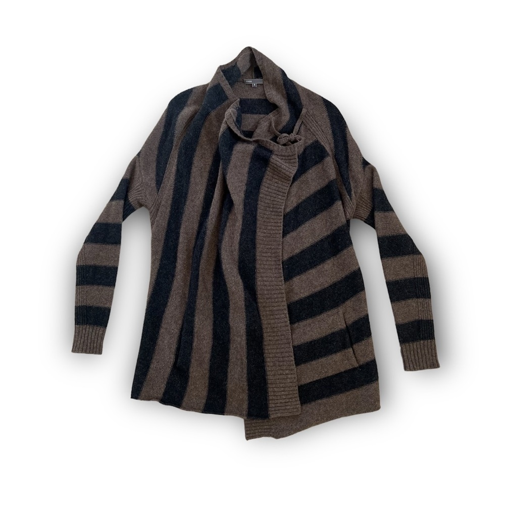🖤 EUC🖤 VINCE Cashmere Blend Striped Wrap Cardigan - Picture 3 of 9